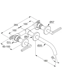 Смеситель для раковины Kludi Nova Fonte Puristic 20144N515 брашированный никель